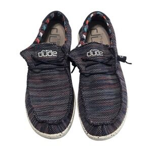 Hey Dude Men's Wally Sox Blue Orange Knit Slip-On Loafers Shoes Size 13